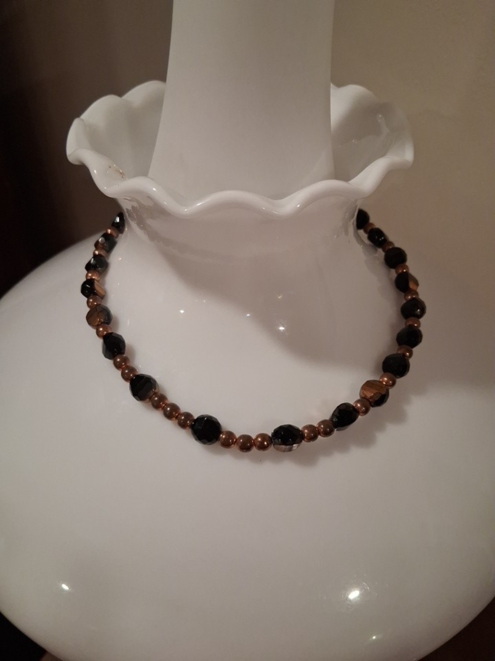 Black and Copper Bead Necklace - Women Jewelry